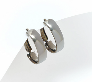David Markstein Black Rhodium-Plated Bronze Omega Back 3/4" Hoop Earrings