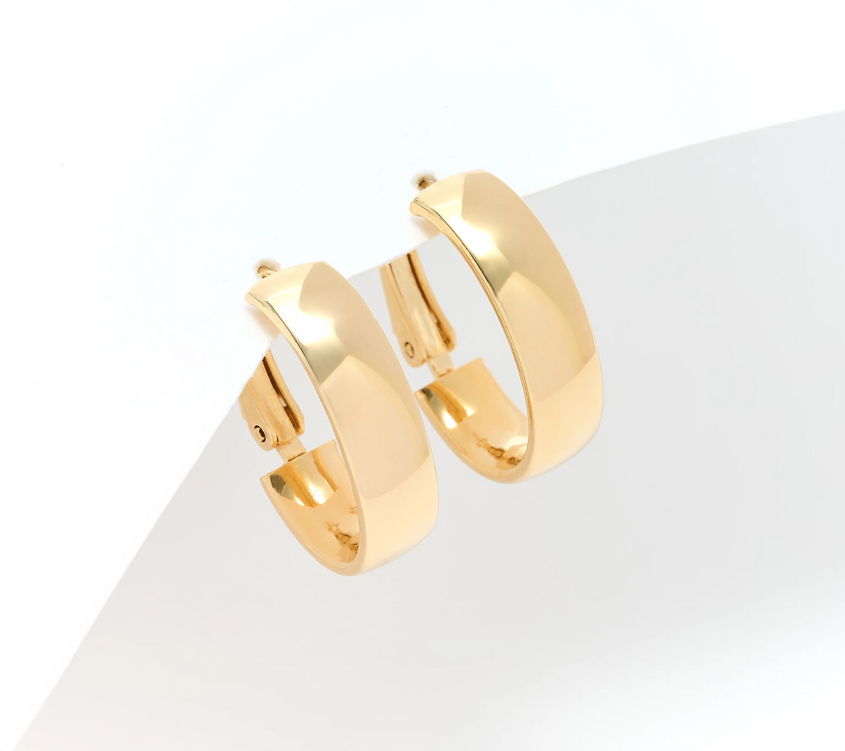 David Markstein Yellow-Plated Bronze Omega Back 3/4" Hoop Earrings