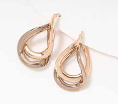 David Markstein Two Tone Rose/Mocha Bronze Double Wave Hoop Earrings