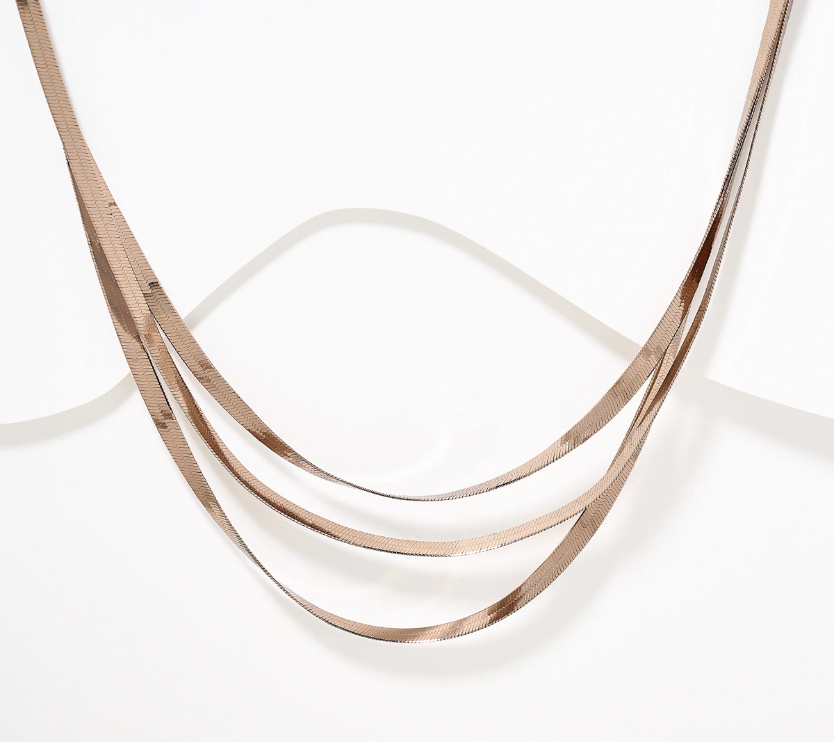 David Markstein Mocha Bronze Layered Herringbone 17" Necklace w/ Magnet Clasp