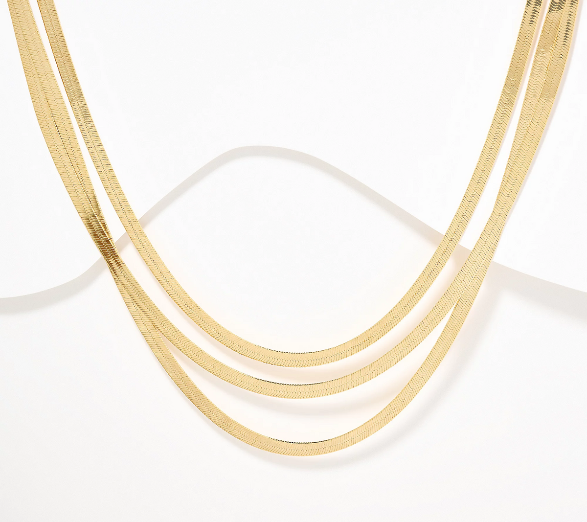 David Markstein Gold Tone Bronze Layered Herringbone 17" Necklace w/ Magnet Clasp