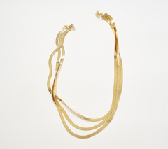 David Markstein Gold Tone Bronze Layered Herringbone 17" Necklace w/ Magnet Clasp