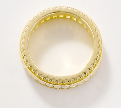 Diamonque Classics Gold Clad SS Baguette & Round Eternity Band Ring, Size 7