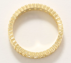 Diamonique Gold Clad Sterling Silver Beaded Border Eternity Ring Size 8