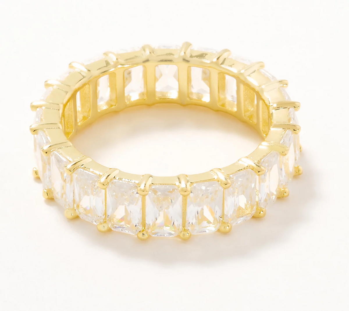 Diamonique Classics Gold Clad Sterling Silver Baguette Eternity Band Ring Size 8