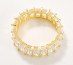 Diamonique Classics Gold Clad Sterling Silver Baguette Eternity Band Ring Size 8