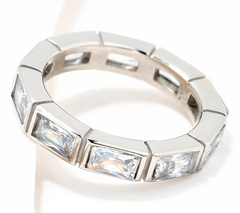 Steel by Diamonique Silver Tone Baguette Eternity Band Size 8
