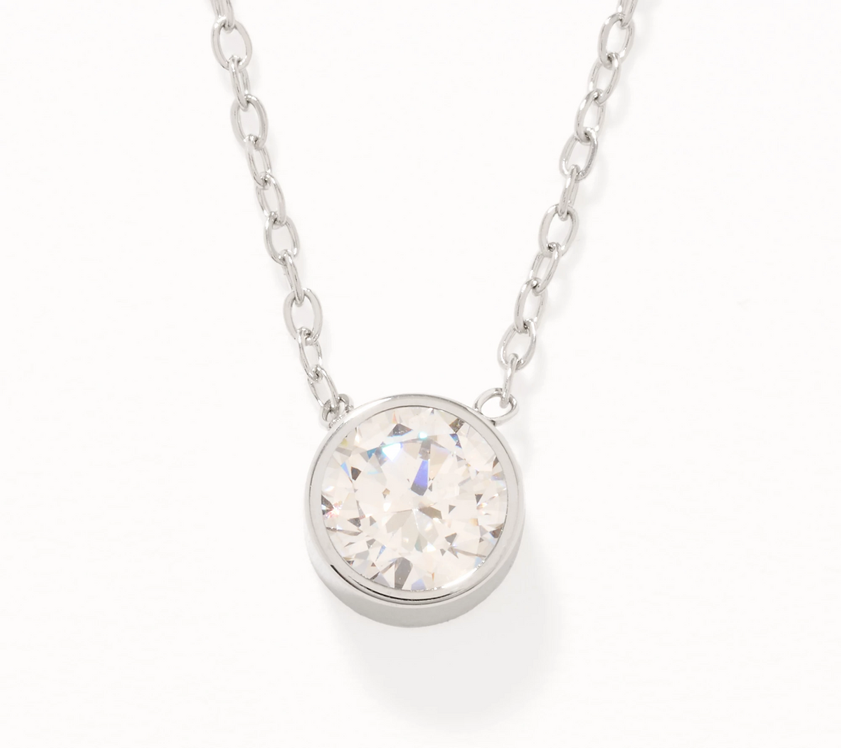 Steel by Diamonique Stainless Steel Bezel Set Solitaire Pendant