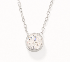 Steel by Diamonique Stainless Steel Bezel Set Solitaire Pendant