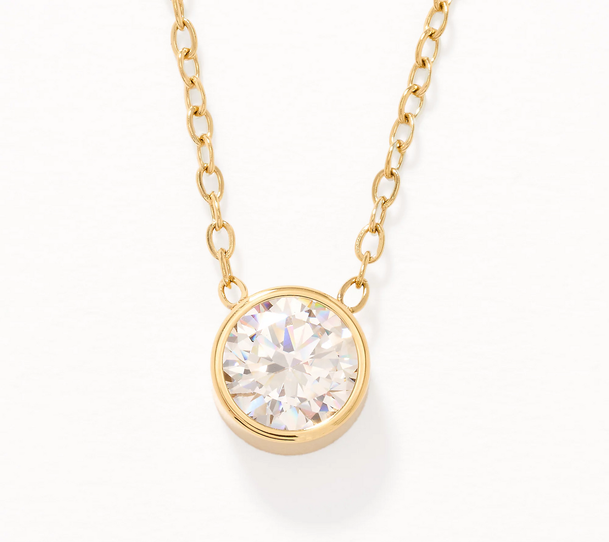 Steel by Diamonique Gold Clad Bezel Set Solitaire Pendant