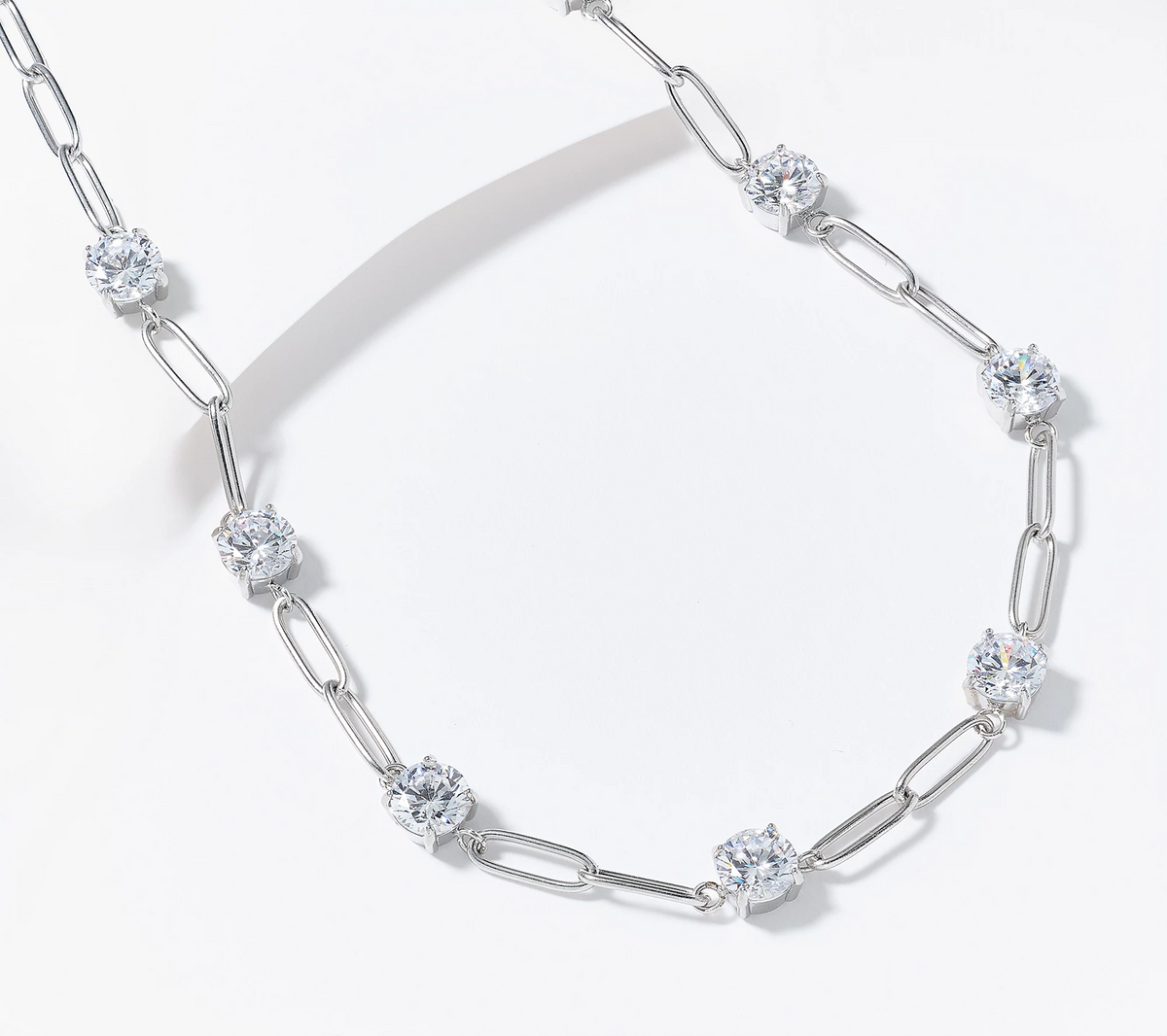 Steel by Diamonique Station & Link Necklace 18"L