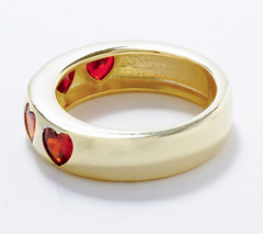 Diamonique x Melissa McGoff Sterling Silver Goldclad Heart Band Ring, Size 6