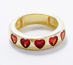 Diamonique x Melissa McGoff Sterling Silver Goldclad Heart Band Ring, Size 6
