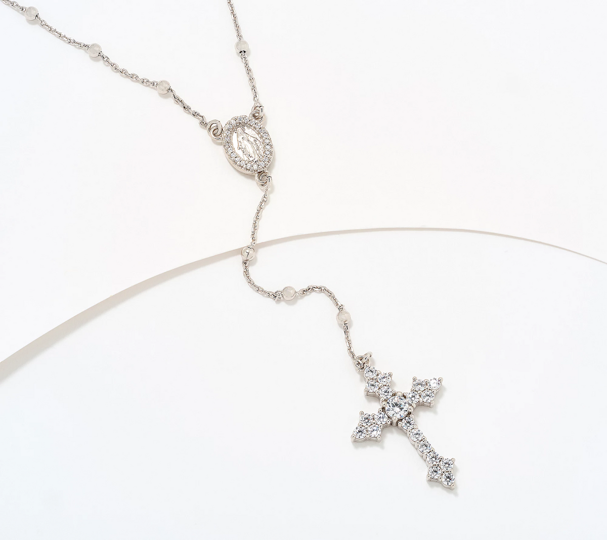 Diamonique Italia Sterling Silver Rosary Necklace