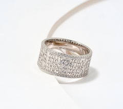 Diamonique Italia  Sterling Silver Prayer Band Ring, Size 9