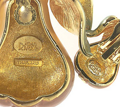 Joan Rivers Handpainted Pear Pin and Earring Set