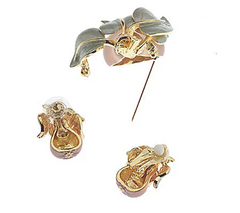 Joan Rivers Handpainted Pear Pin and Earring Set