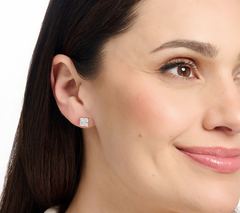 Diamonique Classics Sterling Silver Set of 5 Princess Cut Stud Earrings