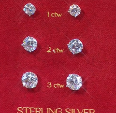 Diamonique Classics Sterling Silver Set of Round Cut 5 Stud Earrings