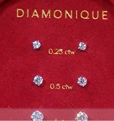 Diamonique Classics Sterling Silver Set of Round Cut 5 Stud Earrings