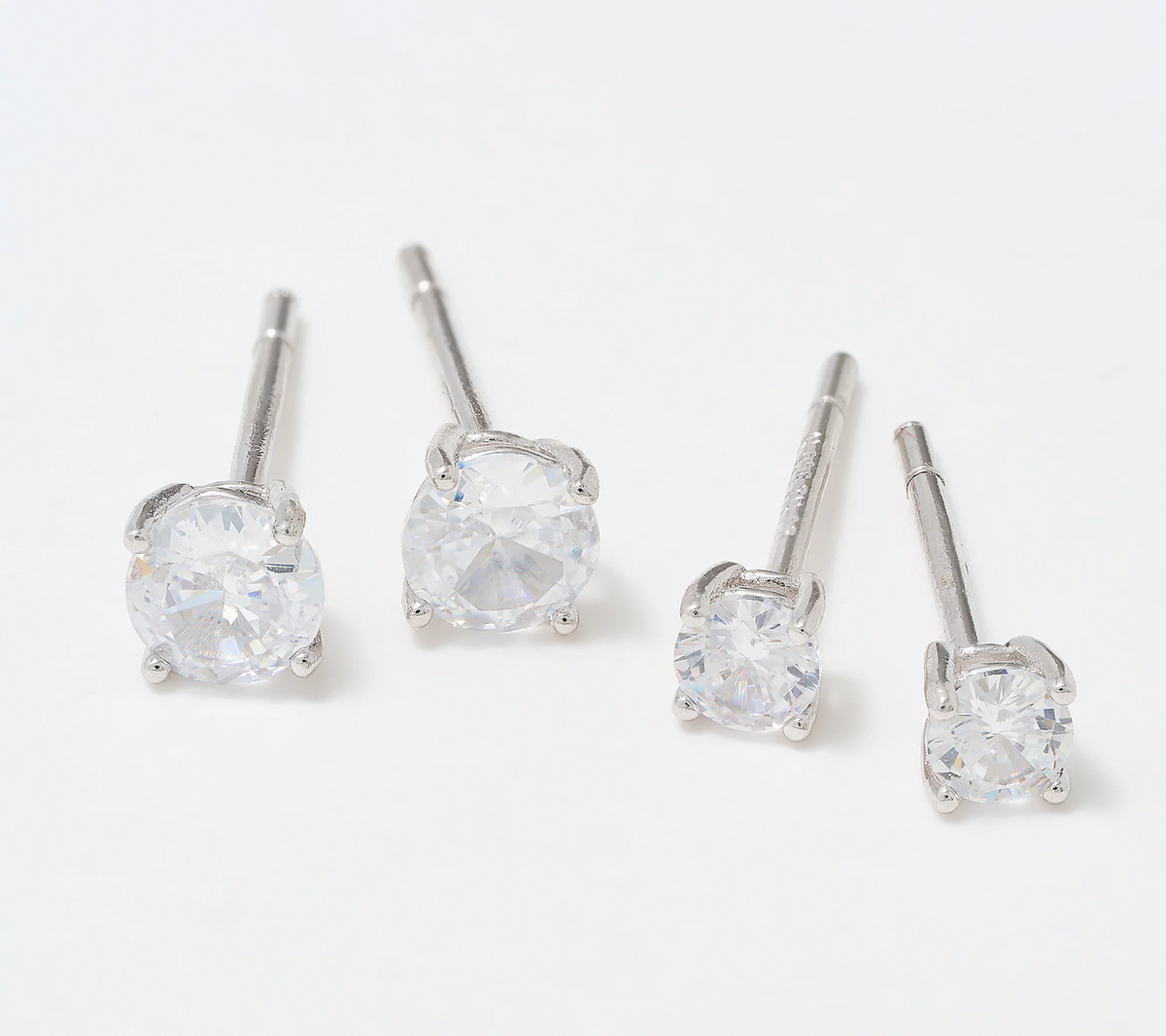 Diamonique Sterling Silver 4-Piece Holiday Gift Set with Jewelry Box