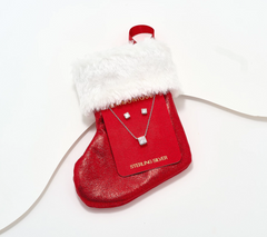 Diamonique Sterling Silver Princess Necklace & Stud Earrings Boxed Set