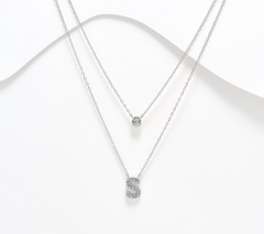 Diamonique Sterling Silver Two-Row Layered Initial "S" Necklace