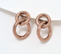 David Markstein Mocha Bronze Double Circle Interlocking Earrings
