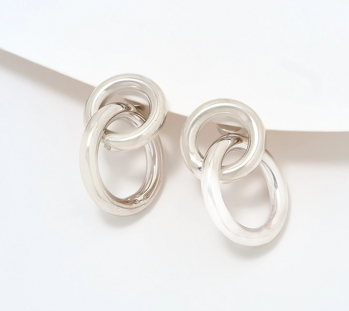 David Markstein Silver Bronze Double Circle Interlocking Earrings
