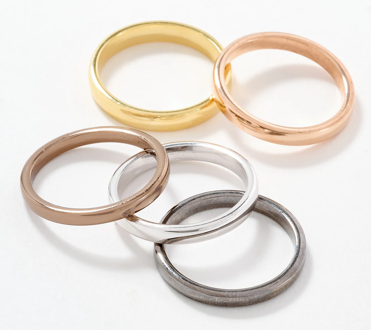David Markstein Multi Color Bronze Premiere Set of 5 Stacking Rings Size 10