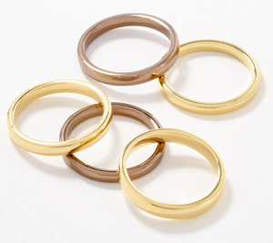David Markstein Two Tone Bronze Premiere Set of 5 Stacking Rings Size 9