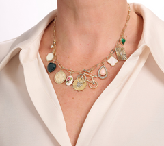 Susan Graver Gold Tone Eclectic Charm Necklac
