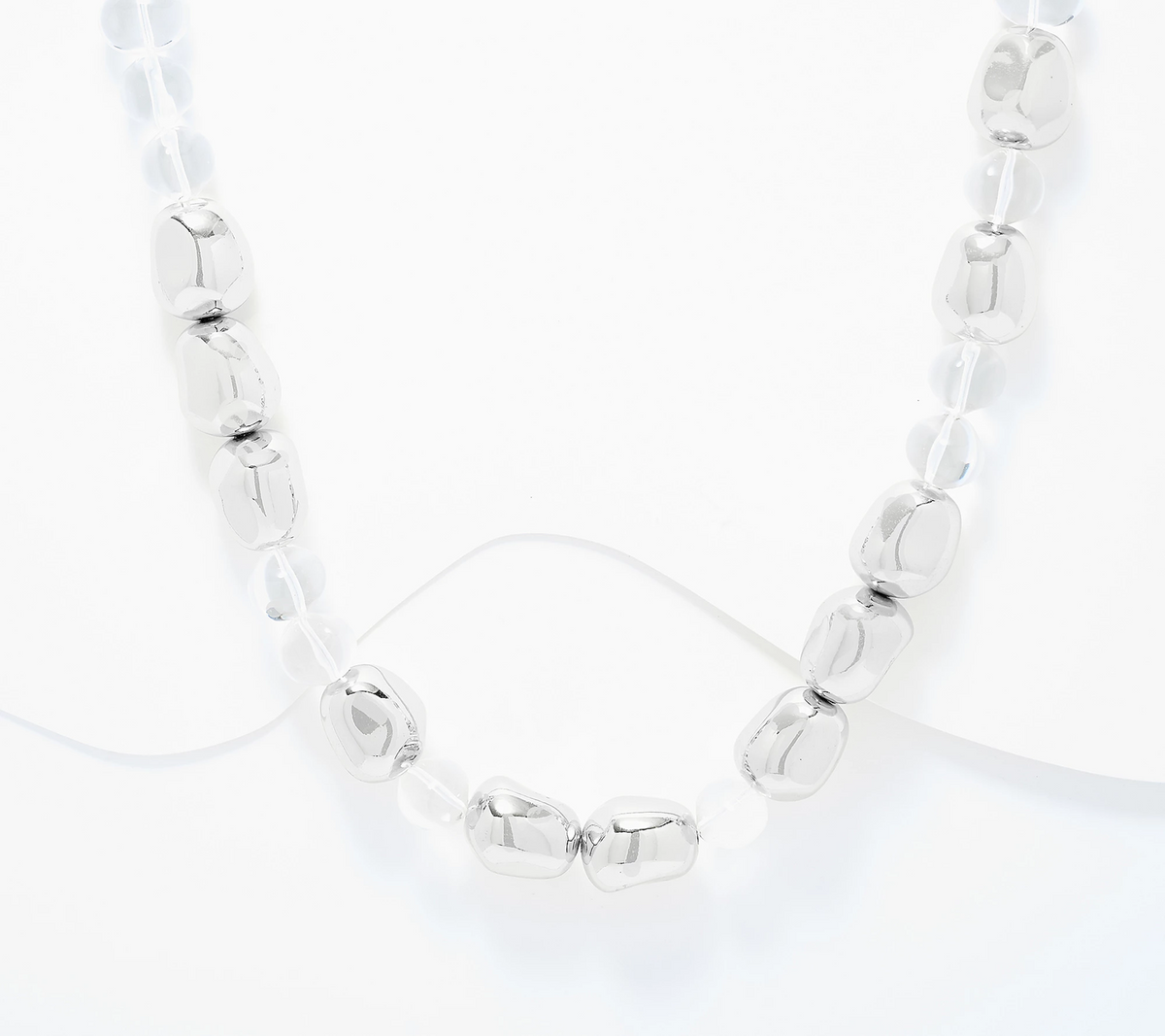 Susan Graver Chunky Nuggets Silvertone Necklace