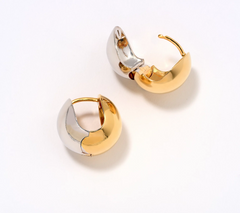 David Markstein Two Tone Gold/Silver Bronze Bold Debut Huggie Earrings