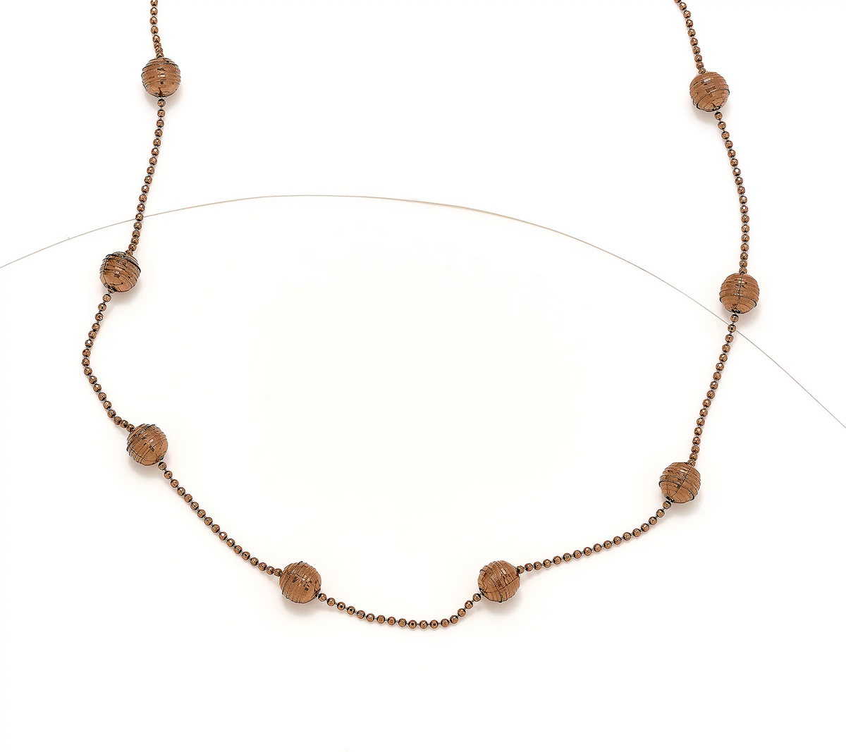 David Markstein 16" Mocha Tone Sterling D/C Bead Station w/ D/C Chain Necklace