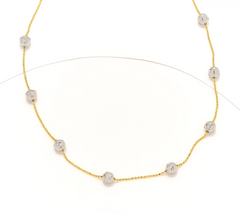 David Markstein 16" Silver/Gold Tone Sterling D/C Bead Station w/ D/C Chain Necklace