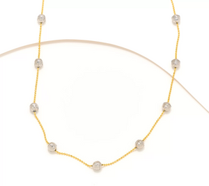 David Markstein 18" Two Tone Silver/Yellow Sterling D/C Bead Stations w/ D/C Chain Necklace (