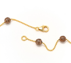 David Markstein 18" Two Tone Mocha/Yellow Sterling D/C Bead Stations w/ D/C Chain Necklace