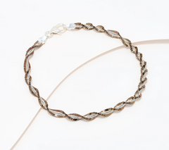 David Markstein Two-Tone Mocha Sterling Silver Debut Twisted Herringbone Bracelet Large