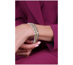 David Markstein Two-Tone Yellow/White Sterling Silver Debut Twisted Herringbone Bracelet Large