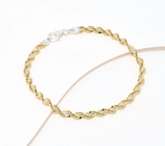 David Markstein Two-Tone Yellow/White Sterling Silver Debut Twisted Herringbone Bracelet Large