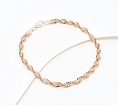 David Markstein Two-Tone Rose/White Sterling Silver Debut Twisted Herringbone Bracelet Avg