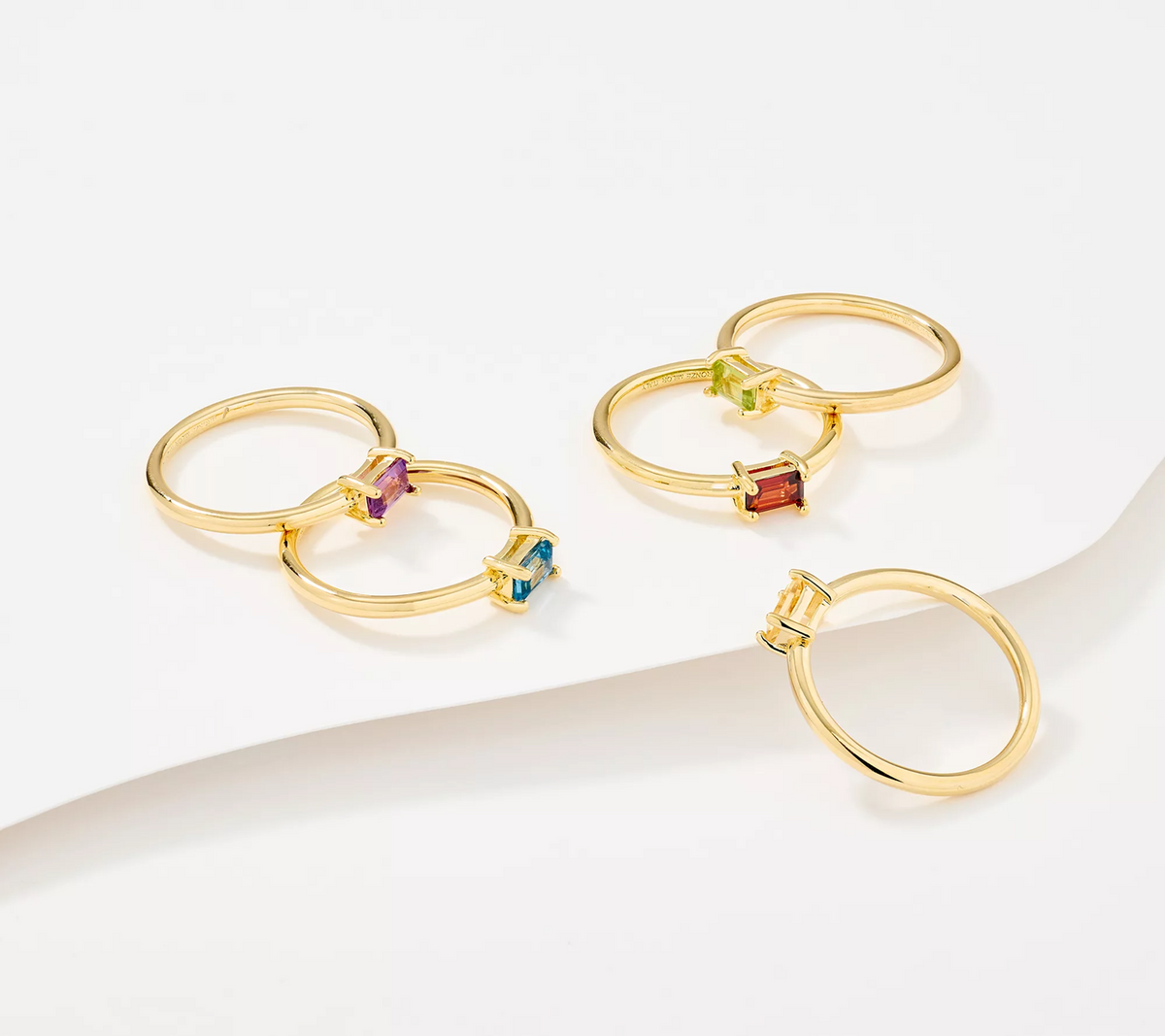 David Markstein Yellow Bronze Set of 5 Genuine Gemstone Rings Size 9