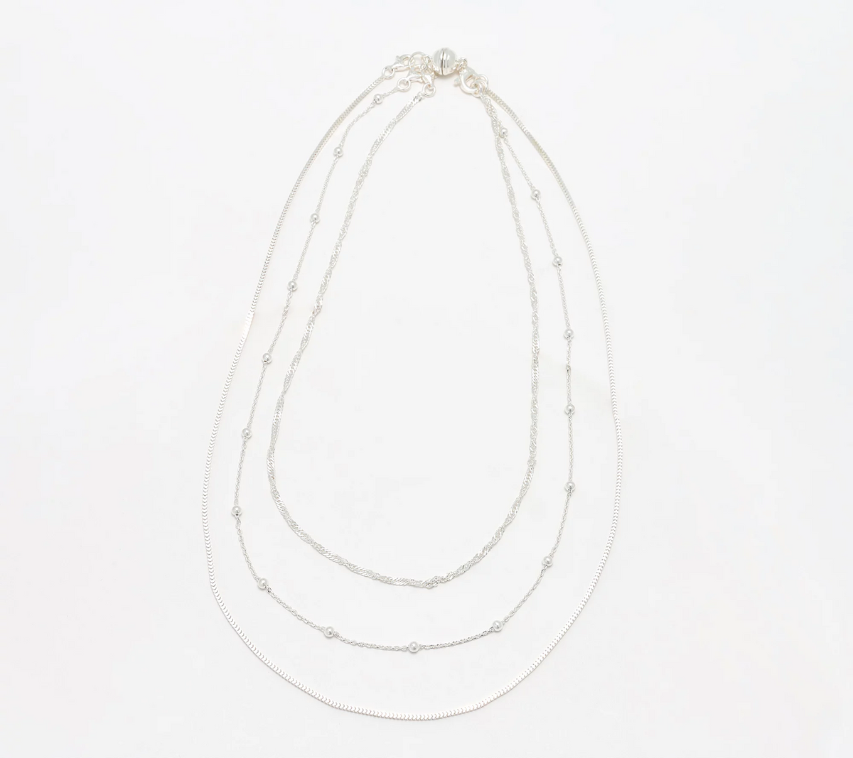 UltraFine 950 Silver Set of 3 Necklaces with Magnet Clasp