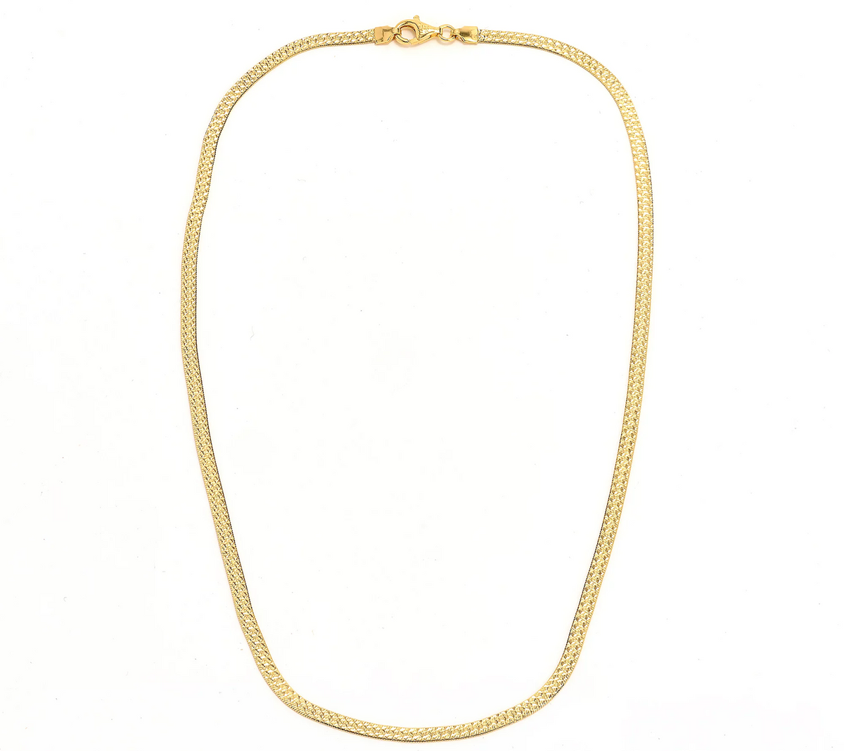 UltraFine 950 Silver Gold Tone Reversible 18" D/C Herringbone Chain Necklace