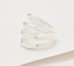 UltraFine 950 Silver Bold Multi Layered Band Ring Size 9