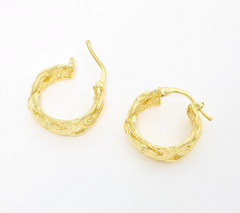 UltraFine 950 Silver Gold Tone Byzantine 3/4" Hoop Earrings