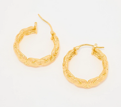 UltraFine 950 Silver Gold Plated Byzantine 1" Hoop Earrings