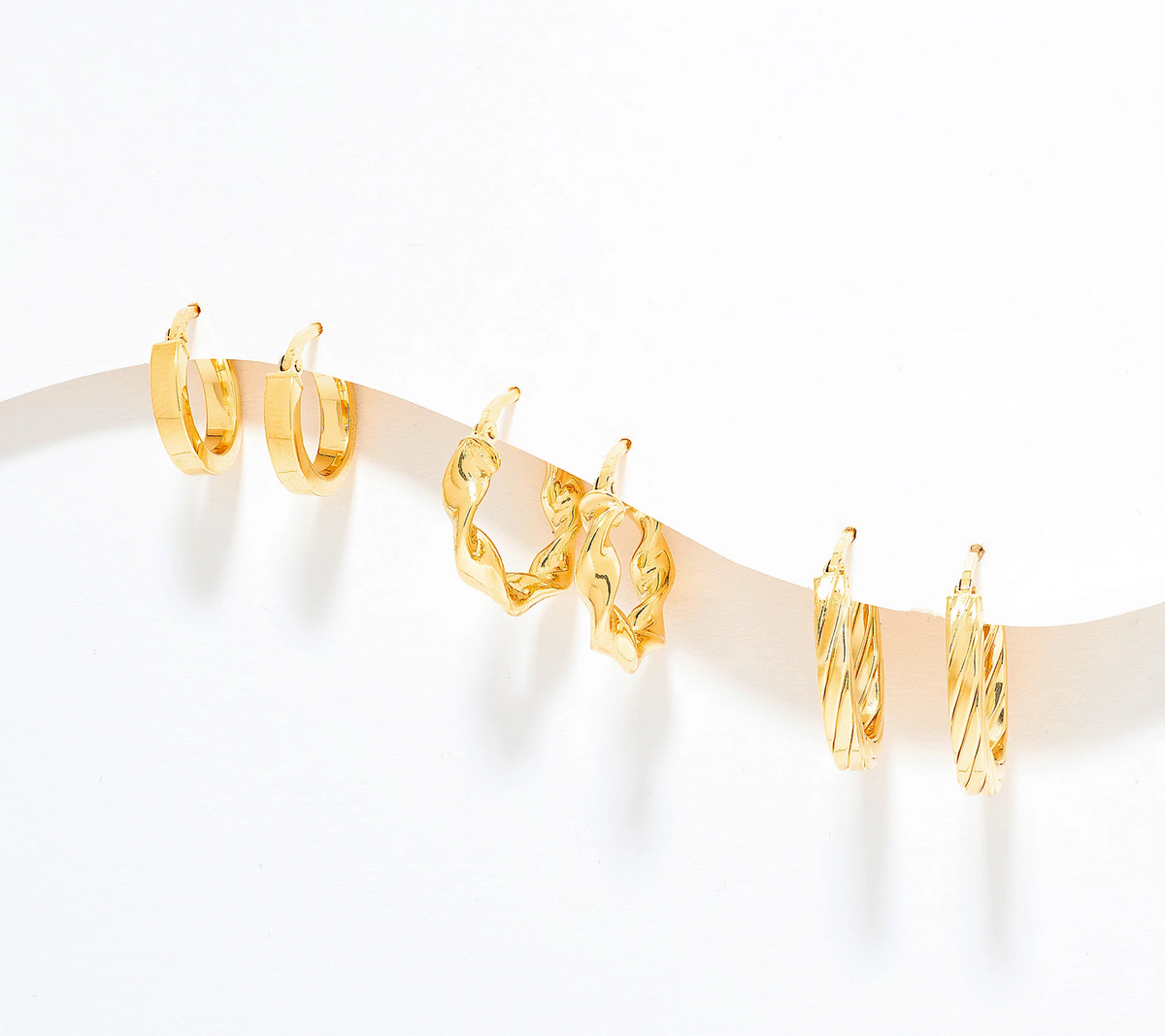 UltraFine 950 Silver Gold Clad Set of 3 Boxed Hoop Earrings