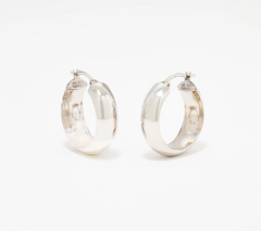 Silver Style Sterling Silver 1" Chubby Hoop Earrings